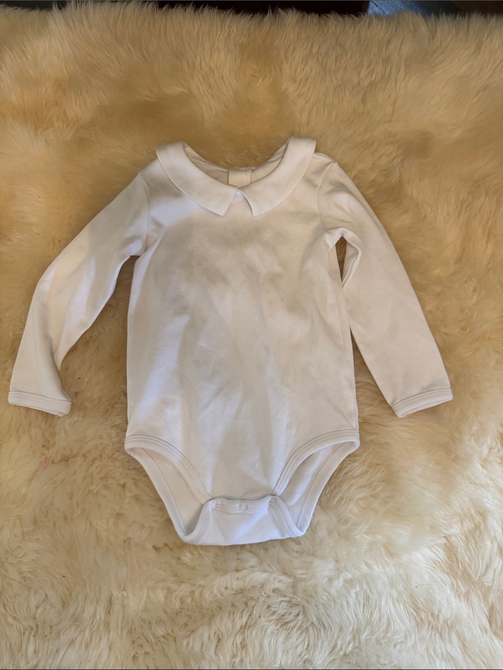 White Long-Sleeve Peter Pan Collar Bodysuit